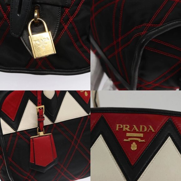 PRADA Hand Bag Nylon Black Red white Auth 105507V - Picture 15 of 15